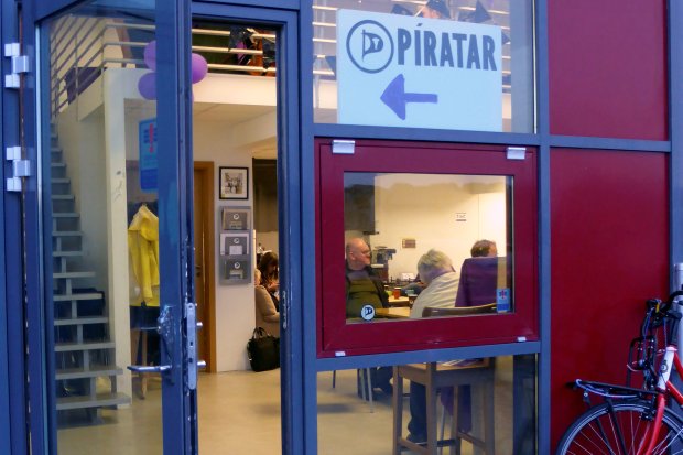 The entrance of the Icelandic Pirate Party headquarters in Reykjavik